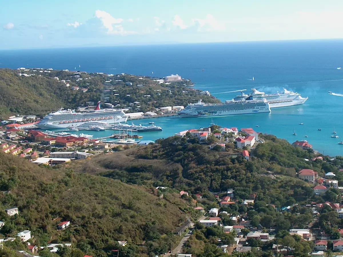 Cruise ships in the harbour at Charlotte Amalie, St Thomas