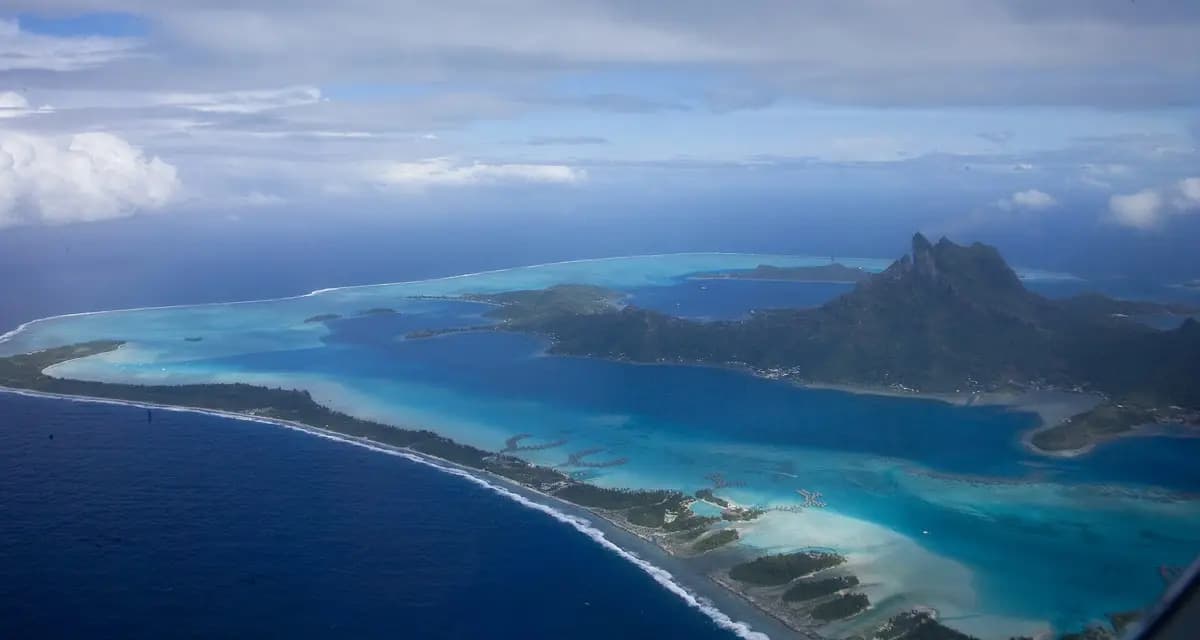 Aerial view of Bora Bora and its lagoon